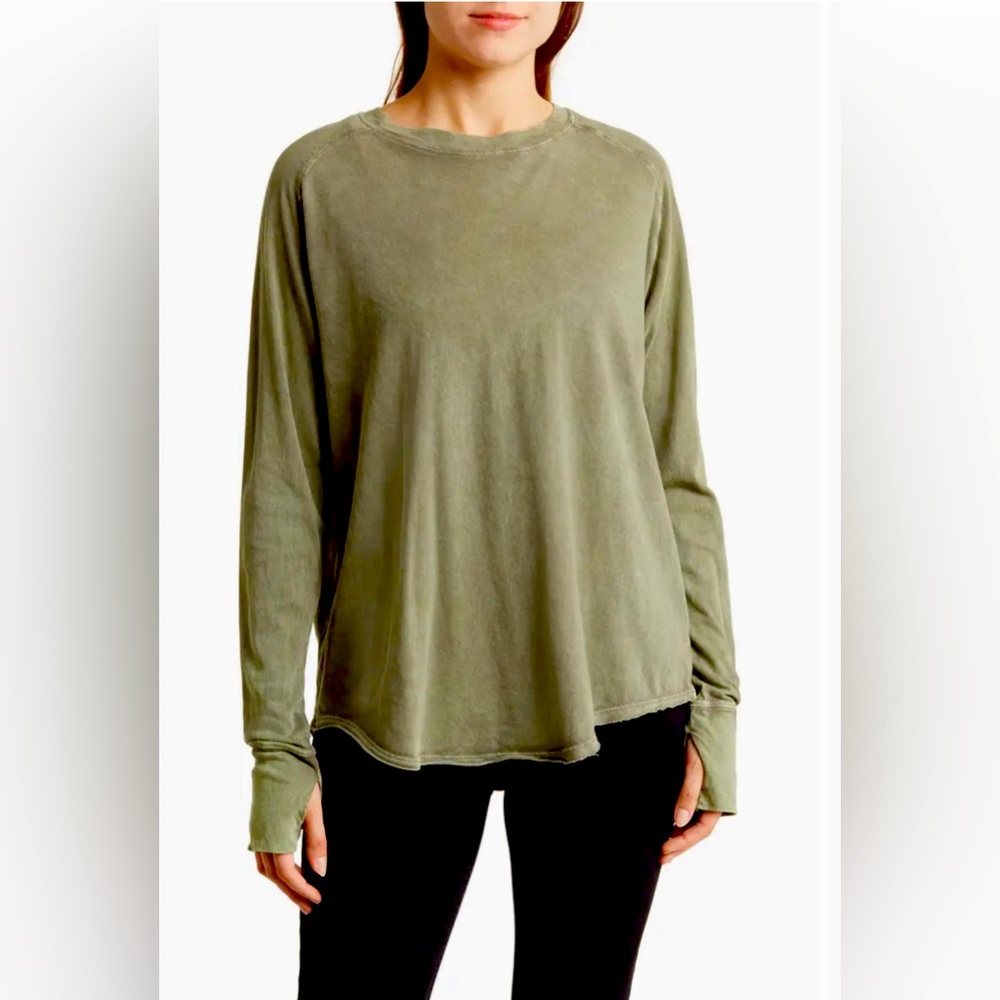 IR Zella Vintage Wash Relaxed Long Sleeve Tee in Olive Night